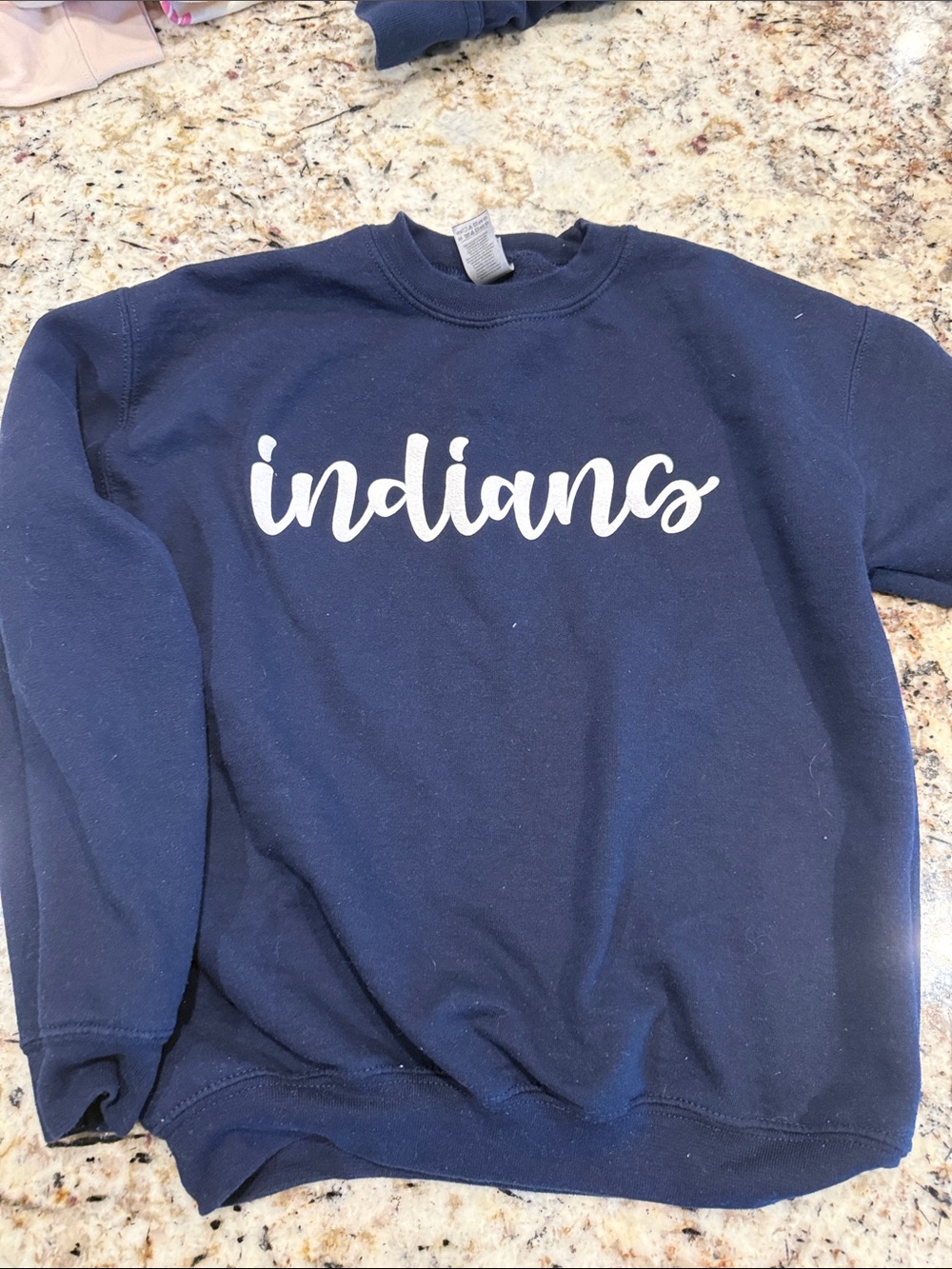 Gildan Navy Sweatshirt with White "indians" Script